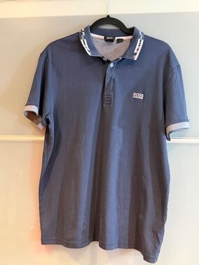 Hugo Boss Blue Polo with Contrast Trim